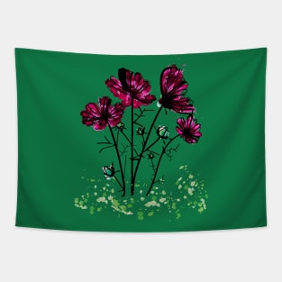 Pink cosmos flowers Tapestry