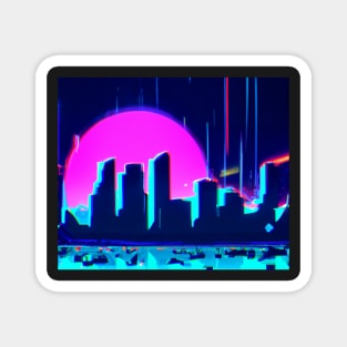 Synthwave city skyline Magnet