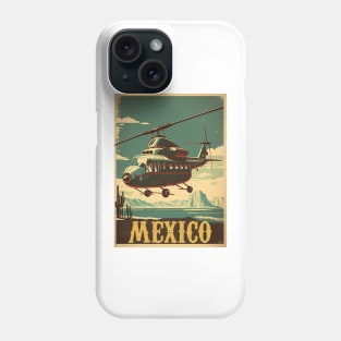 Mexico Helicopter Vintage Travel Art Poster Phone Case