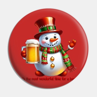 SNOWMAN AND BEER Pin