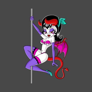 Sexy Pin Up Succubus Demon Vintage Cartoon Style Pole Dance T-Shirt