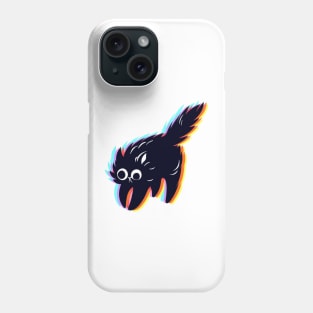 Sci-Fi Cat Drawing with Glitch Effect: Psychedelic Neon Design Phone Case