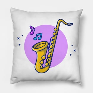 Saxophone With Music Notes Pillow