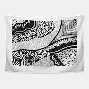 Abstract black and white pattern inspired by zentangle Tapestry