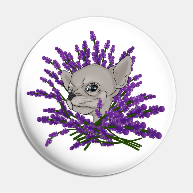 Chihuahua with lavender Pin by KateQR