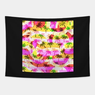 Tropical palm trees in pink Tapestry