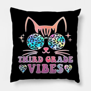 Back To School 3Rd Grade Vibes Leopard Tie Dye Cat Girl Eyes Pillow