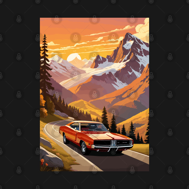 Classic American Orange Charger Muscle Car by VENZ0LIC