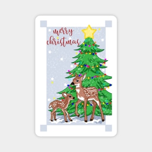 Christmas deer and tree Magnet