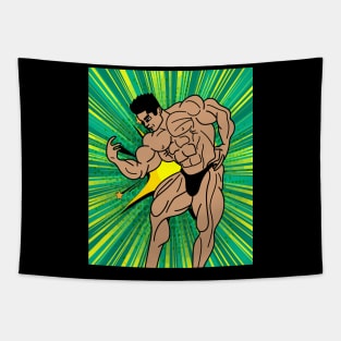 Retro Bodybuilding Lifting Weights Tapestry