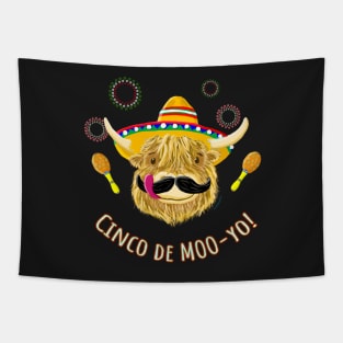 Scottish Highland Cow Celebrates Cinco De Mayo Tapestry