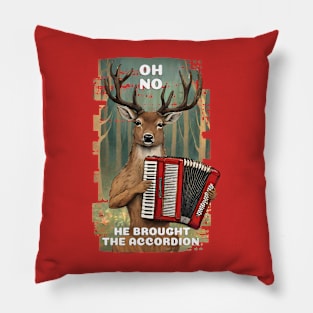 Weird deer playing accordion funny hunting western nature Pillow