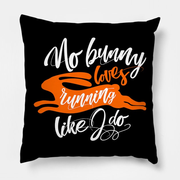 Cute Bunny Love Running Motivation t-shirt. Pillow by ZAZIZU