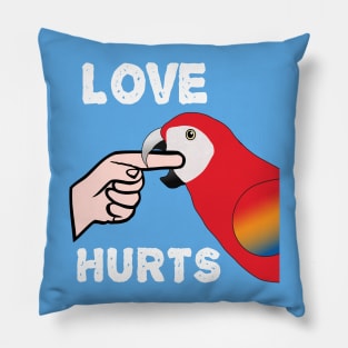 Love Hurts Scarlet Macaw Parrot Biting Pillow