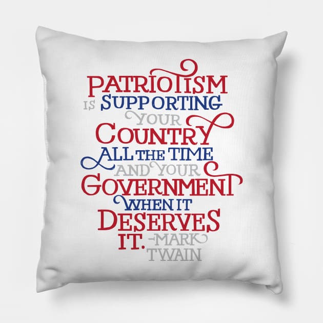 Patriotism by Mark Twain Pillow by polliadesign