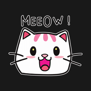 Meow Cute Cat Cartoon Face T-Shirt