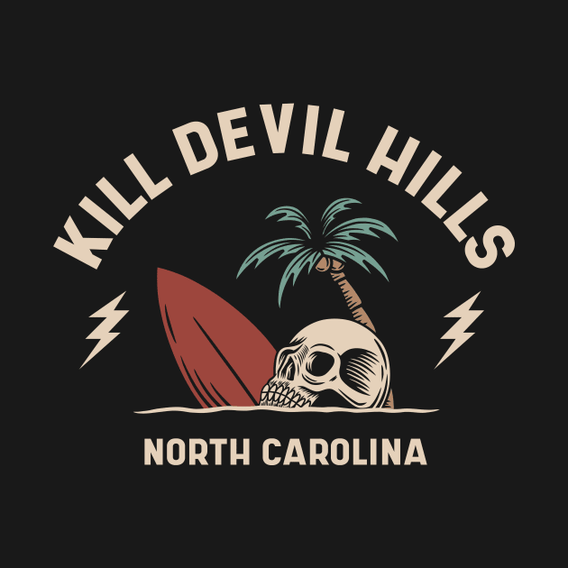 Vintage Surfing Kill Devil Hills North Carolina // Retro Surf Skull by Now Boarding