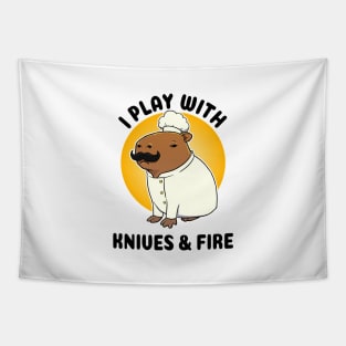 I play with knives and fire Capybara Chef Tapestry