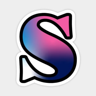 Capital Letter S Monogram Gradient Pink Blue White Magnet