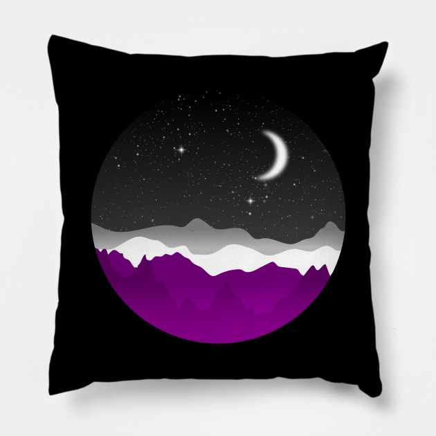 Asexual pride art Sky Night Mountains Landscape Pillow by Pridish