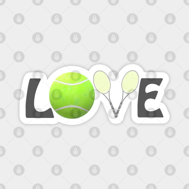 Tennis Lovers Rackets and Ball (Gray Letters) Magnet by Art By LM Designs 