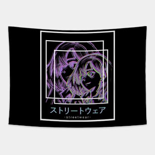 Waifu Anime Japanese Girl Manga Vaporwave Glitch Gift Tapestry