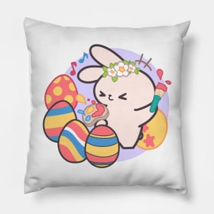 Easter Egg Excitement: Loppi Tokki Prepares for Easter by Coloring Vibrant Eggs! Pillow