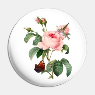 Annas Hummingbird Rose Gift for Bird Lovers Pin