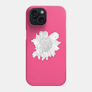 Sunflower Cut Out Line Art Phone Case