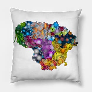 Spirograph Patterned Lithuania Counties Map Pillow