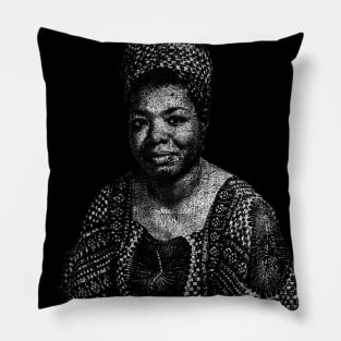 Maya Angelou Portrait with all her book titles - 01 Pillow