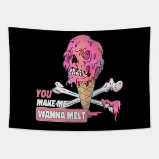 Make Me Melt Dripping Ice Cream Skull Tapestry