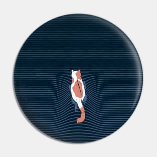 Swimming Cat Lines Dark Blue by Tobe Fonseca Pin