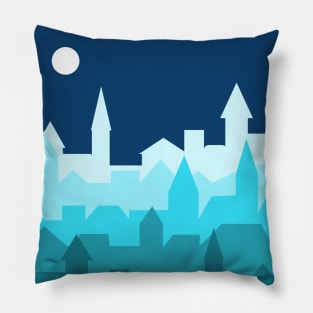 City under the moonlight Pillow