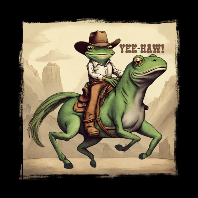 cowboy frog freaky horse yeehaw western lingo funny animal by BigMRanch