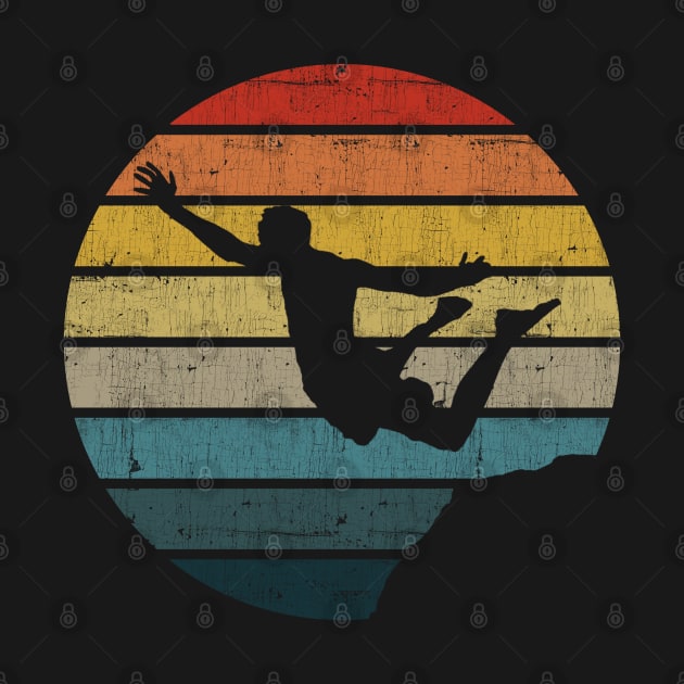 Cliff Diving Silhouette On A Distressed Retro Sunset print by theodoros20