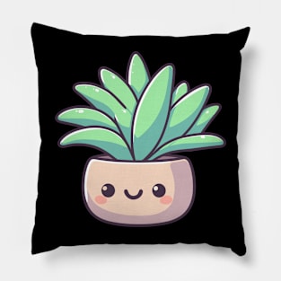 Cute Succulent in a Pot | Kawaii Cute Plant Art for Plant Lovers | Kawaii Style Pillow