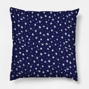 Snowflakes and dots - blue and white Pillow