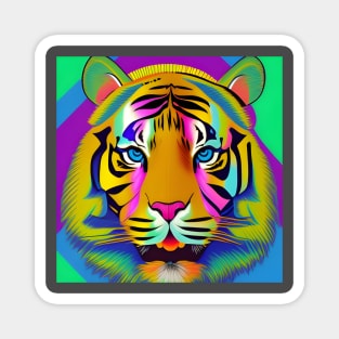 90s Bright Colorful Tiger Head Magnet