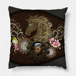 This unique steampunk horse Pillow