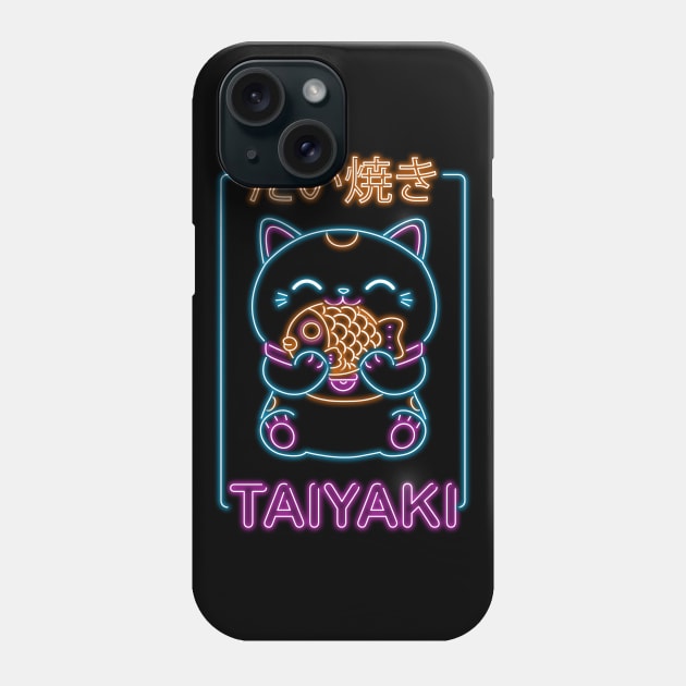 Retro Neon - Taiyaki Neko Phone Case by Donnie