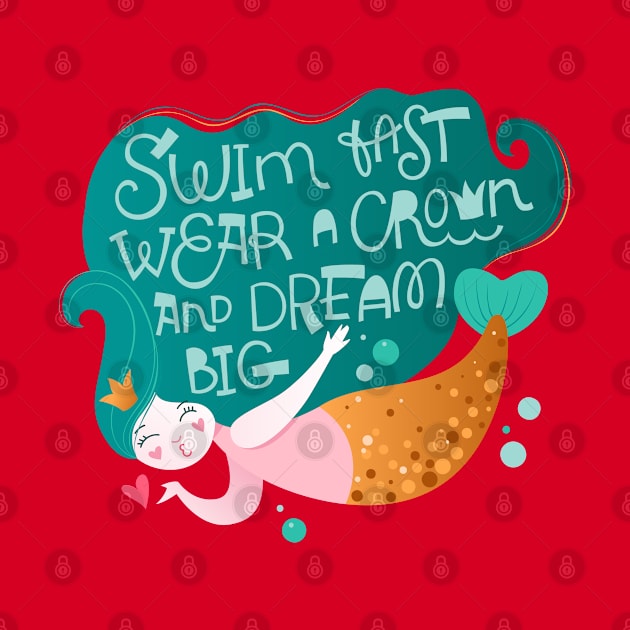 Mermaid swim fast wear a crown by Mako Design 