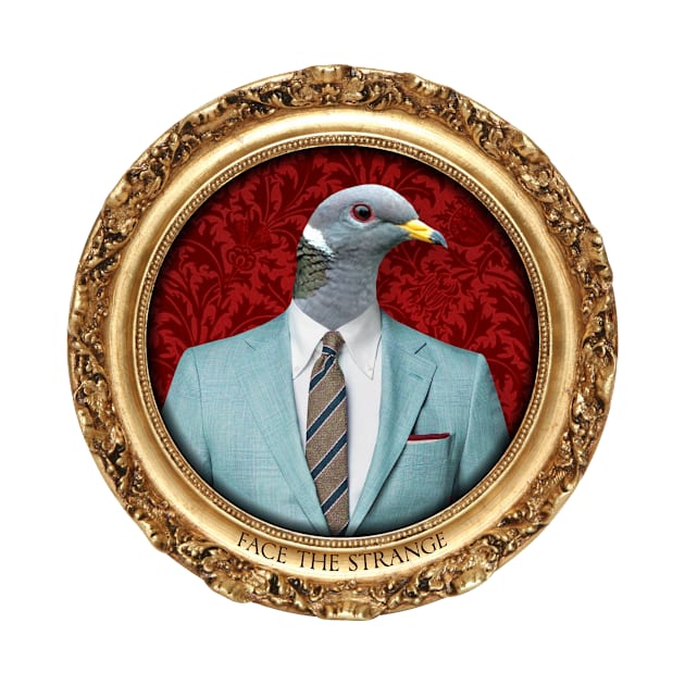 Red Pigeon Man in Vintage Frame by FaceTheStrange