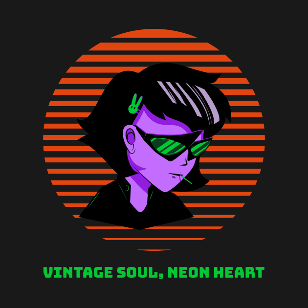 Vintage soul neon heart, 80s retro ladies by Kamran Sharjeel