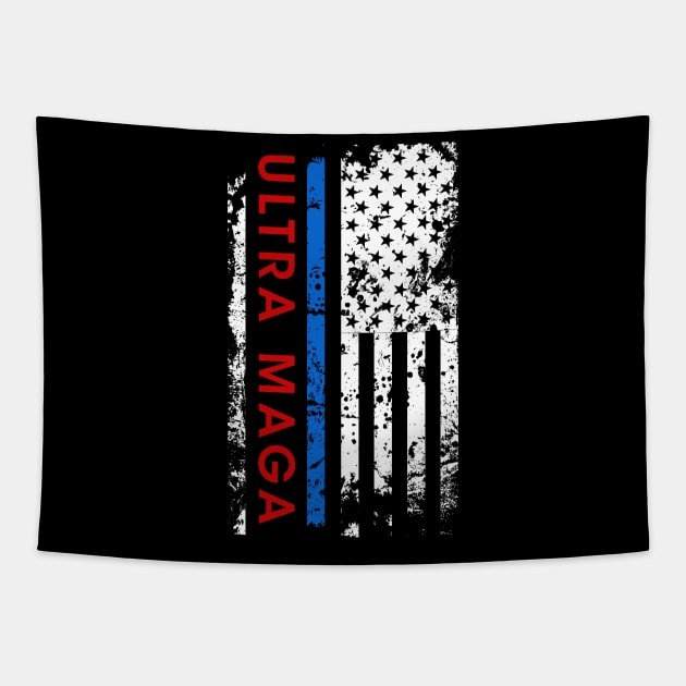 Ultra MAGA Ameracan Flag Red White Blue Tapestry by wonderws