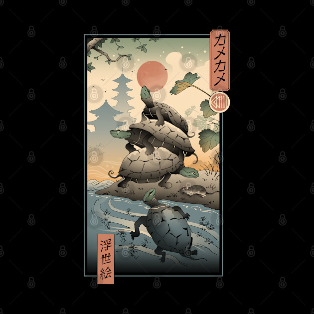 Kame Kame Ukiyo-e - Turtles - Phone Case