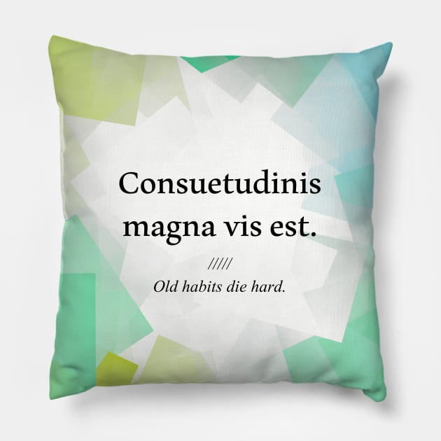 Latin quote: Consuetudinis magna vis est, old habits die hard Pillow by patpatpatterns