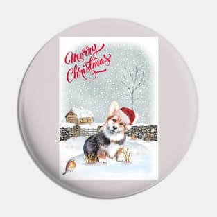 Welsh Pembroke Corgi Merry Christmas Santa Dog Pin