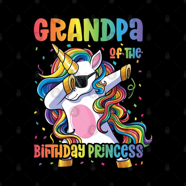 Grandpa of the Birthday Princess Dabbing Unicorn Girl by Pennelli Studio