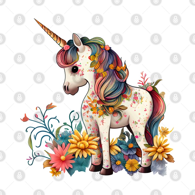 Cute Floral Unicorn by Etopix